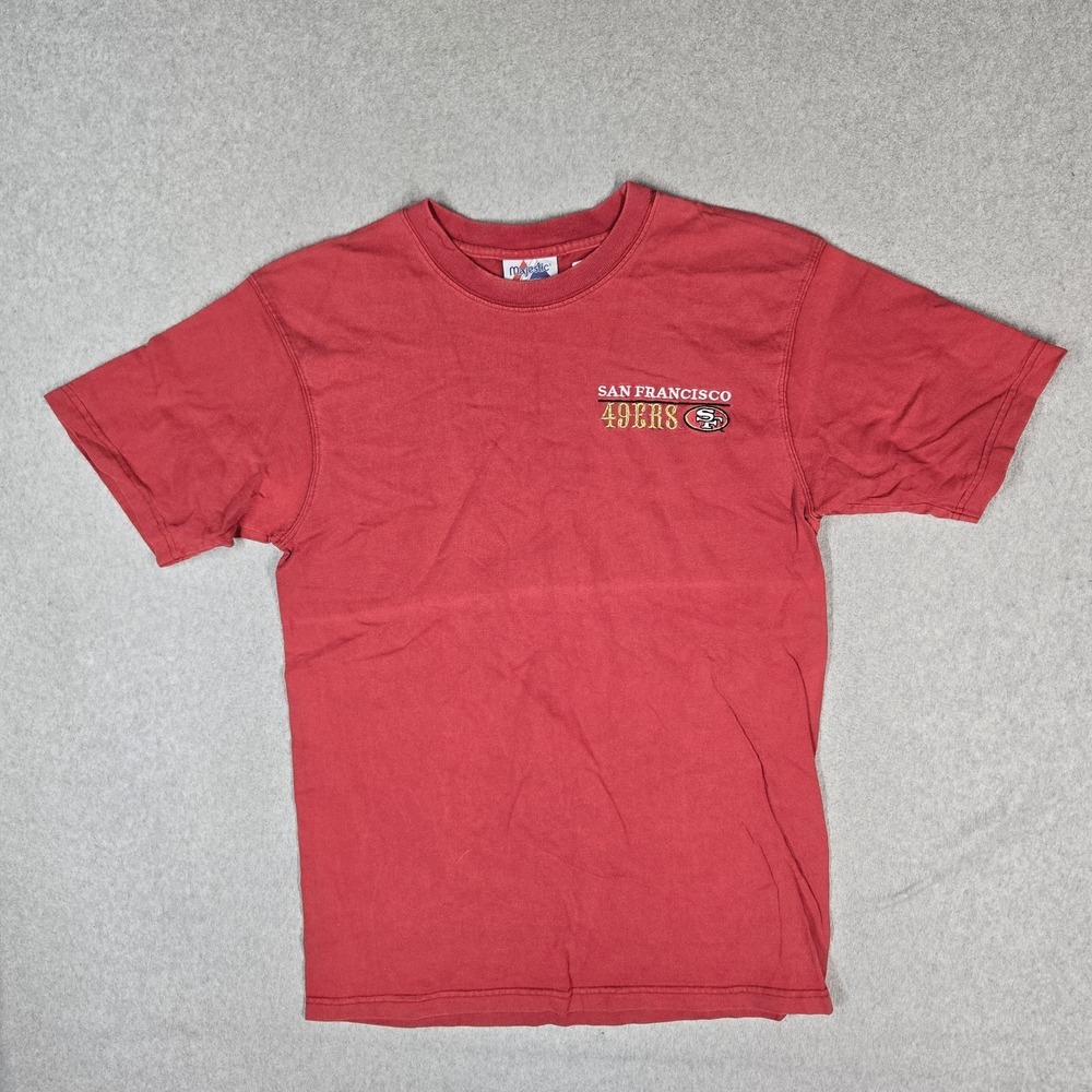 VINTAGE San Francisco 49ers Men Shirt LARGE Red Embroidered Majestic 90s USA